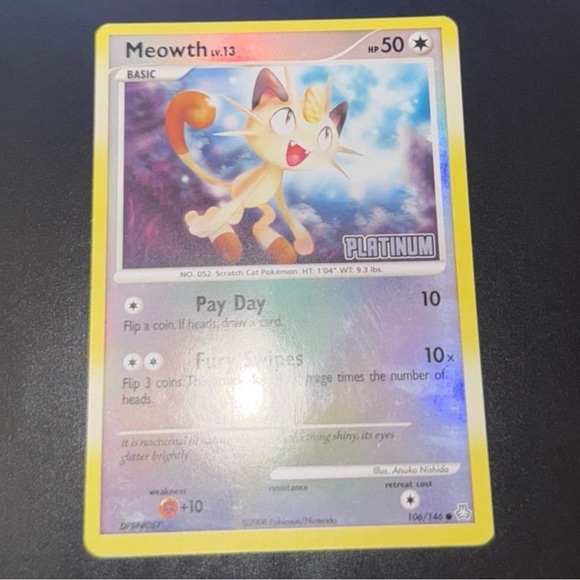 Meowth 106/146 Common Burger King Promo Platinum Stamped Legends Awakened- 2008 - Picture 1 of 4